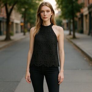 Aqua Black Sleeveless Tank Top